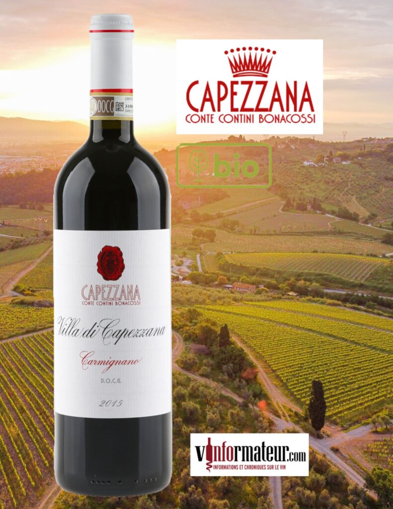Villa de Capezzana, Carmignano DOCG, vin rouge bio, 2020 bouteille