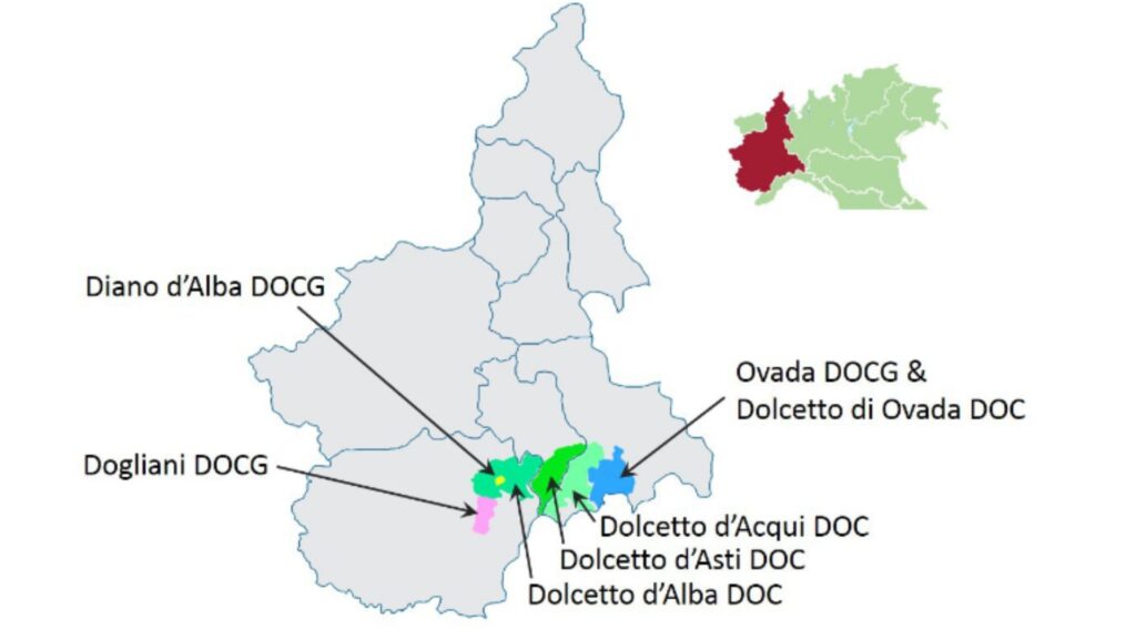 Carte viticole Piémont, Dogliani DOCG