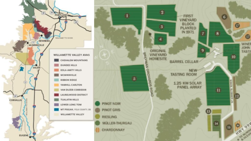 Carte viticole Oregon, Willamette Valley