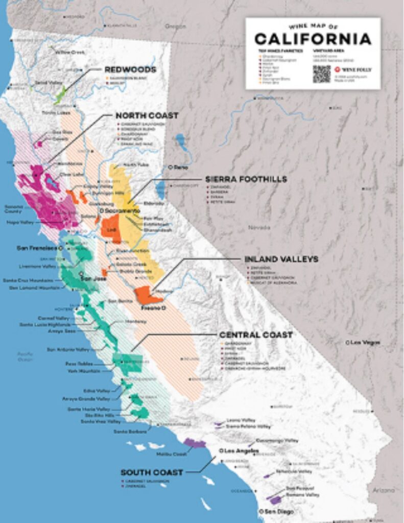 Carte viticole Californie - Wine Folly