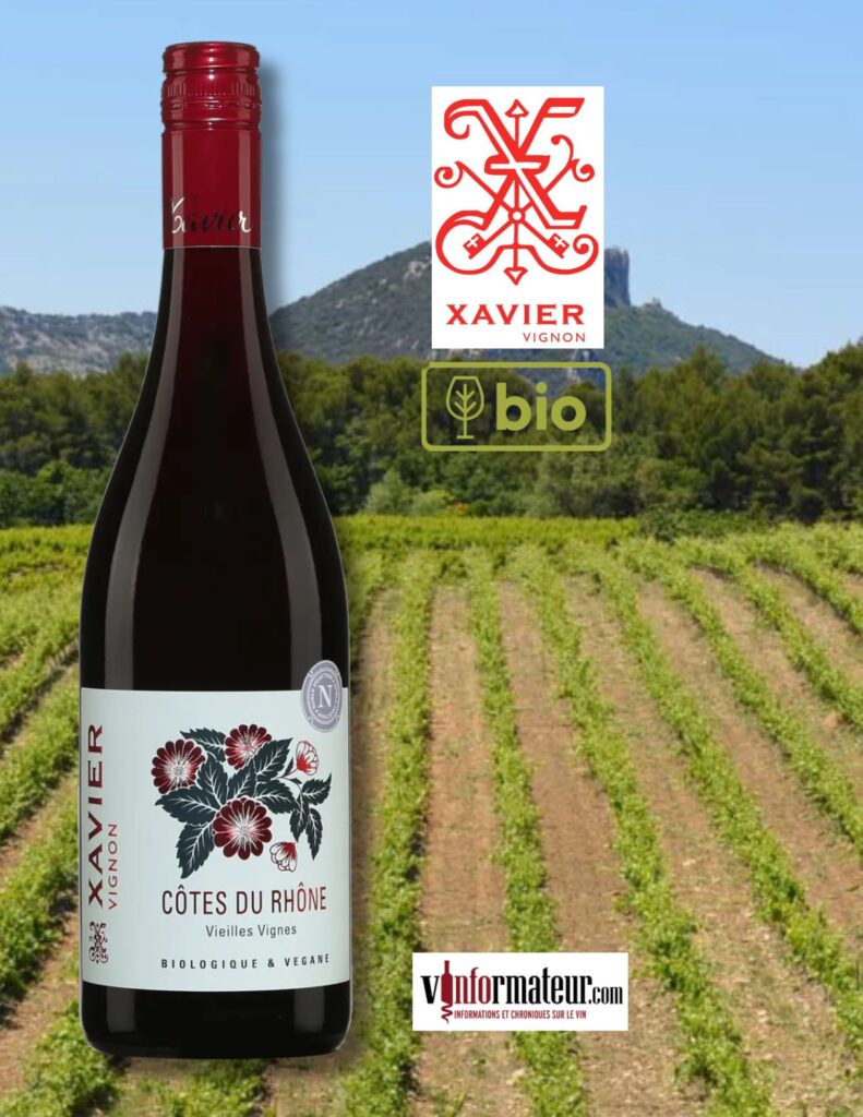 Xavier Vignon, Côtes du Rhône, Vieilles Vignes, vin rouge bio, 2021 bouteille