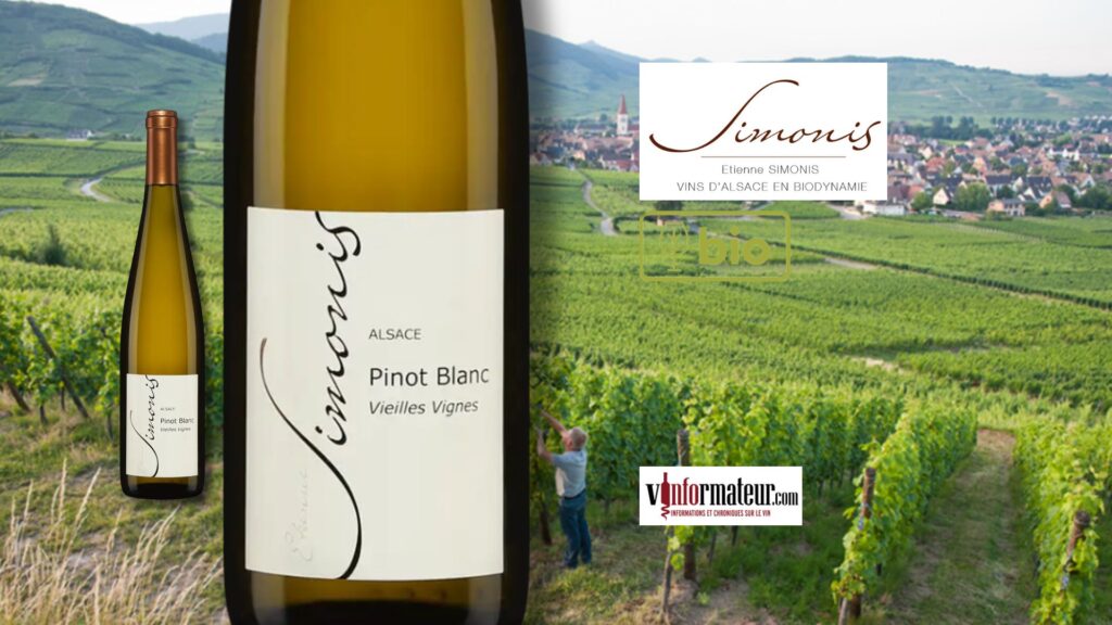 Pinot blanc, Vieilles Vignes, Domaine Simonis, France, Alsace, vin blanc bio, 2021 bouteille