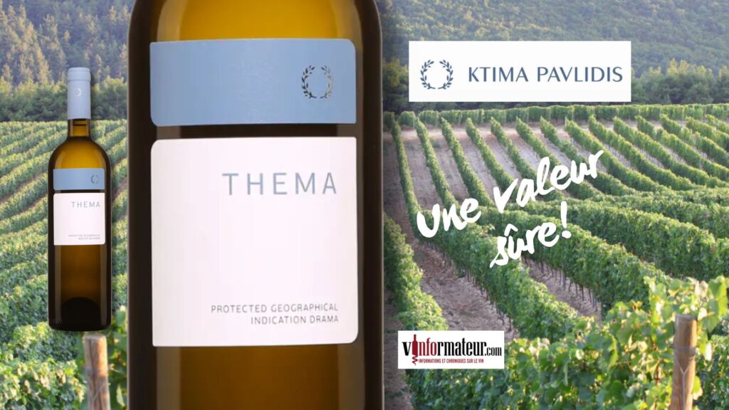 Thema, Sauvignon blanc et Assyrtiko, Grèce, Macédoine, vin blanc, 2023 bouteille