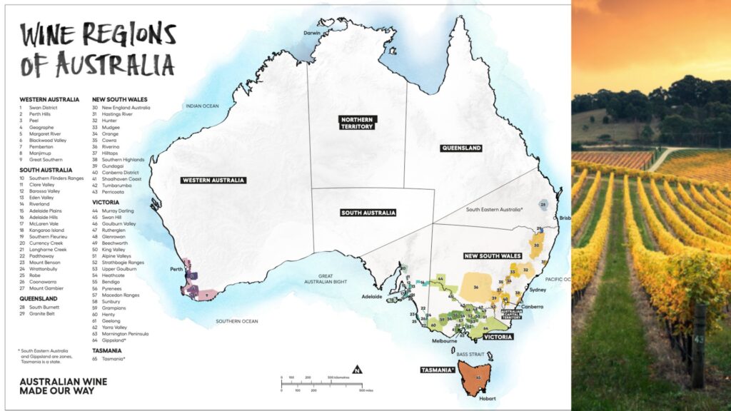 Carte viticole Australie