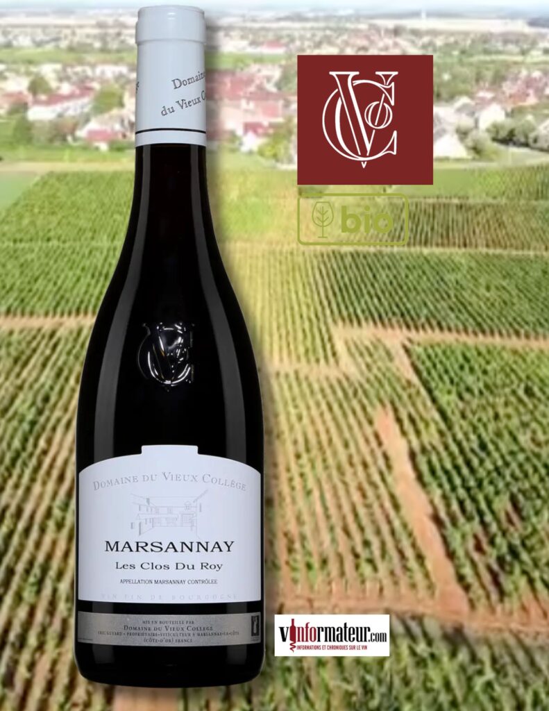 Domaine du Vieux Collège, Lieux dit Les Clos du Roy, Bourgogne, Marsannay, vin rouge bio, 2023 bouteille