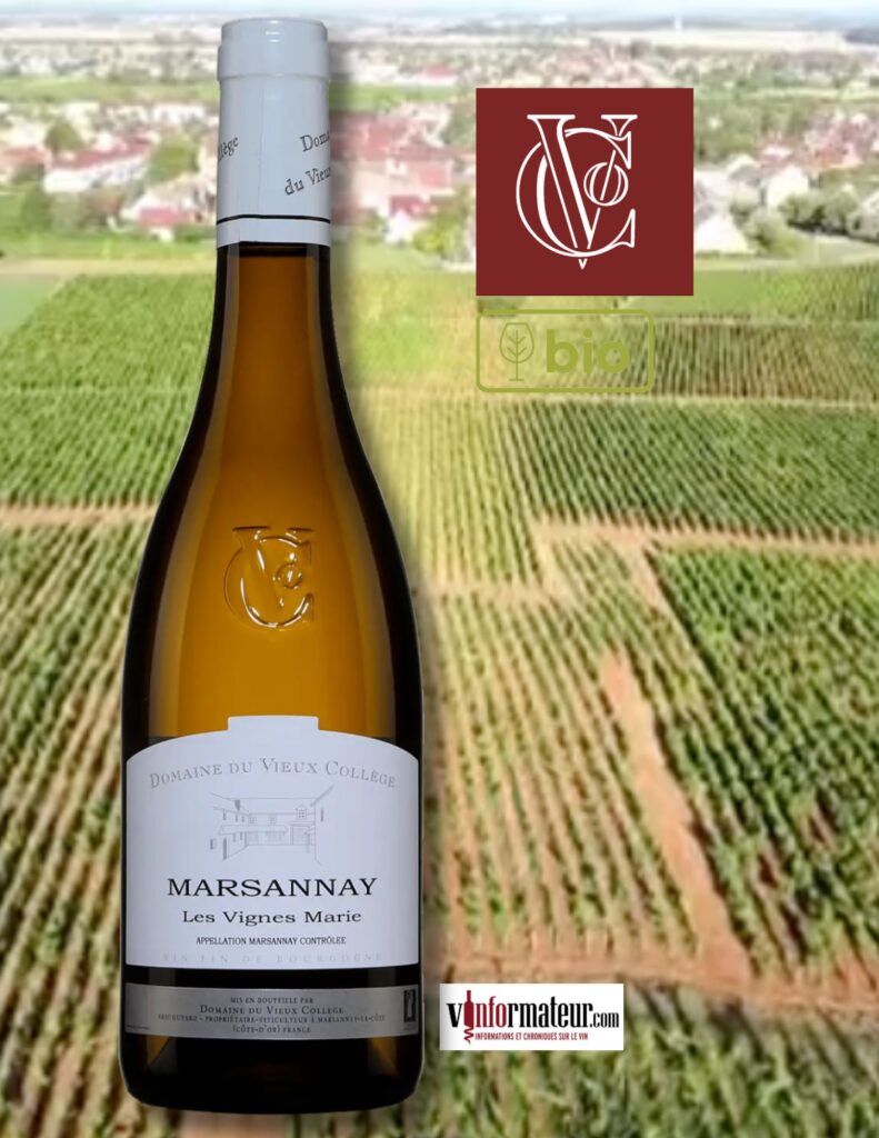 Domaine du Vieux Collège, Lieux dit Les Vignes Marie, Bourgogne, Marsannay, vin blanc bio, 2023 bouteille