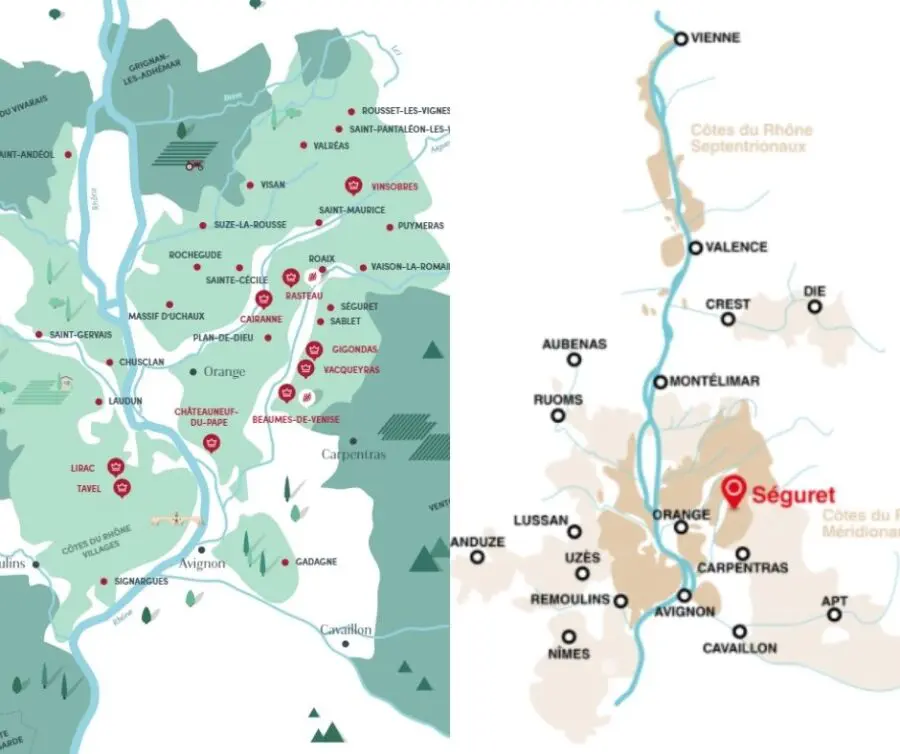 Carte viticole Côtes-du-Rhône Séguret