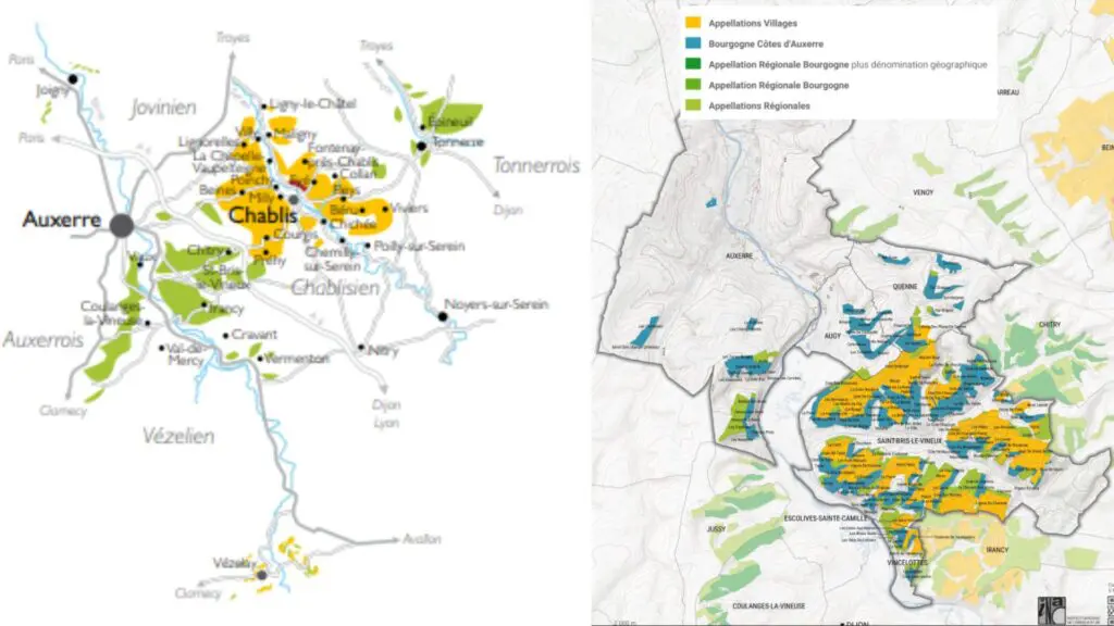 Carte viticole Côtes d'Auxerre