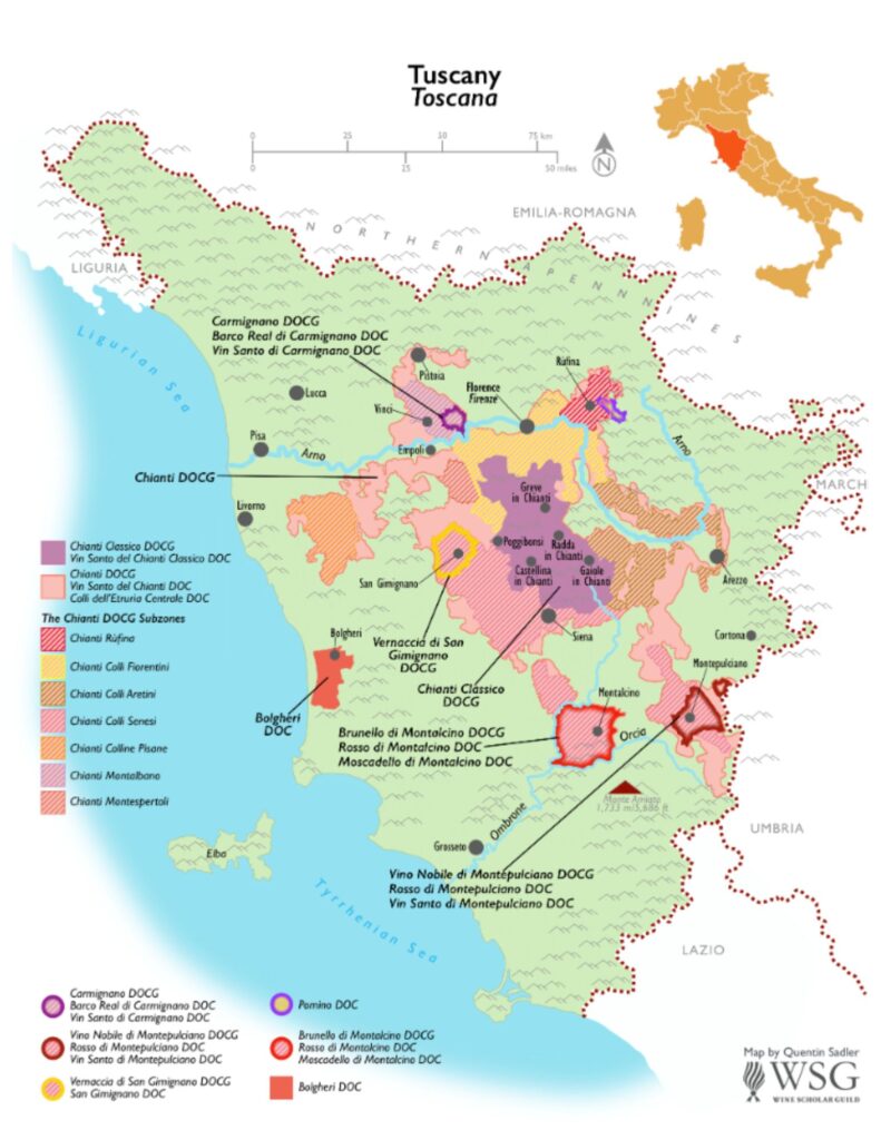 Carte viticole Toscane