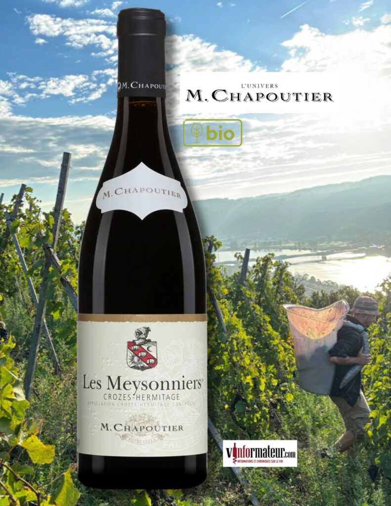 Les Meysonniers, Crozes-Hermitage, M. Chapoutier, Vallée du Rhône, vin rouge bio, 2023 bouteille