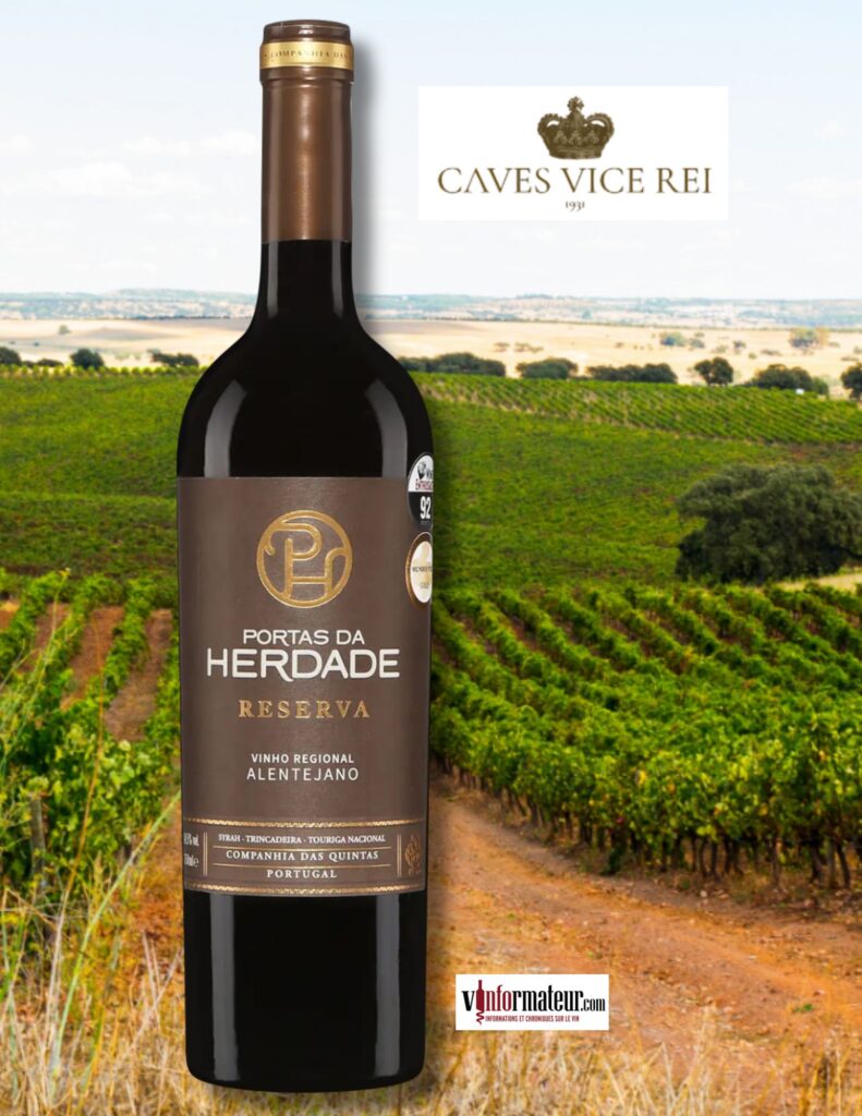 Portas de Herdade, Reserva, Portugal, Alentejano IG, Caves Vice Rei, vin rouge, 2021 bouteille