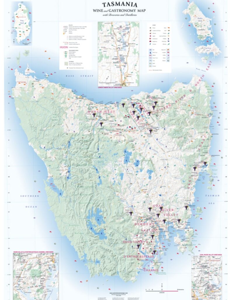 Carte viticole Tasmanie