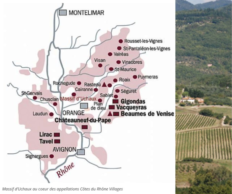 Carte viticole Côtes-du-Rhône, Massif d'Uchaux