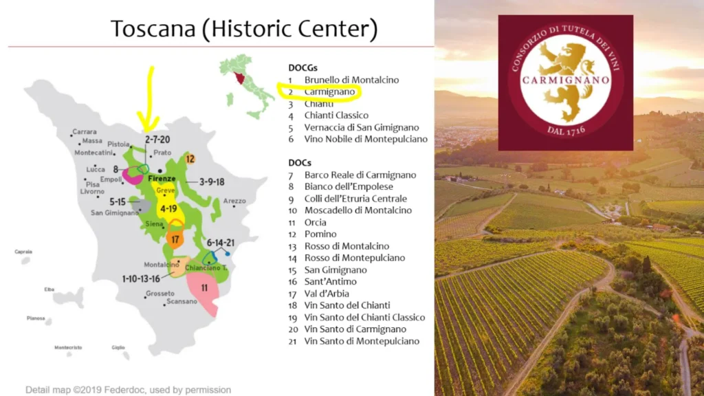Carte viticole Carmignano DOCG