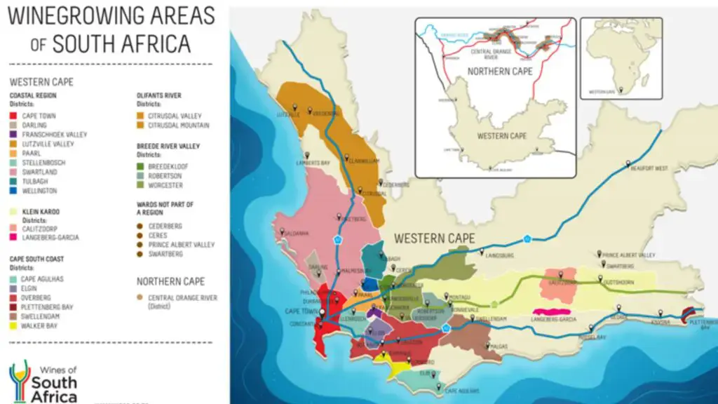 Carte viticole Afrique du Sud