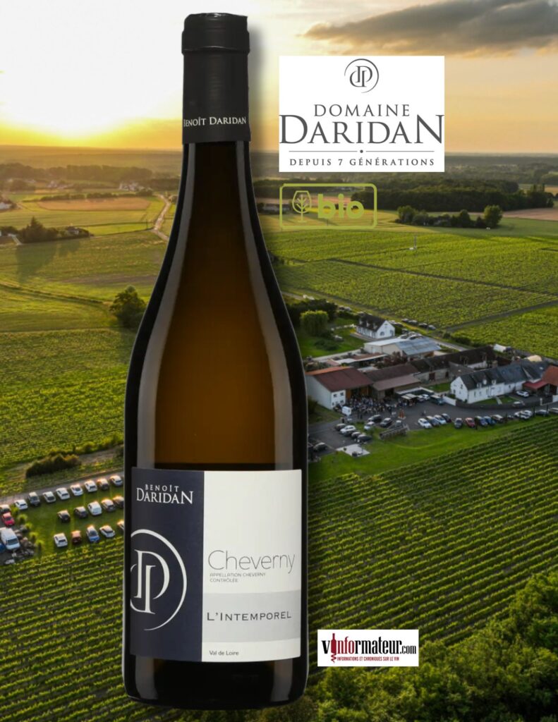 L’Intemporel, Benoît Daridan, France, Val de Loire, Cheverny AOC, vin blanc bio, 2024 bouteille