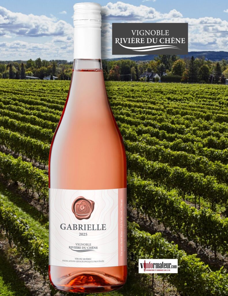 Vignoble Rivière du Chêne, Gabrielle, vin rosé, Québec, Basses-Laurentides IGP, 2025 bouteille