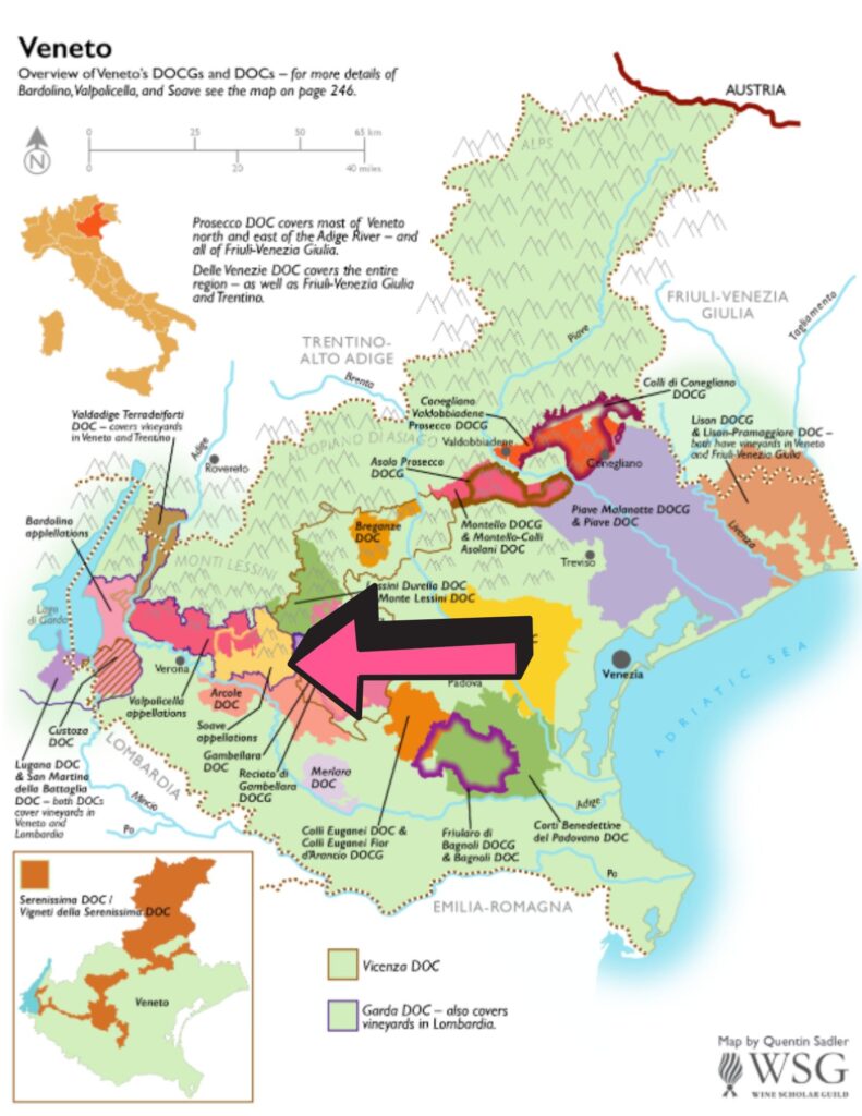 Carte viticole Vénétie - Soave