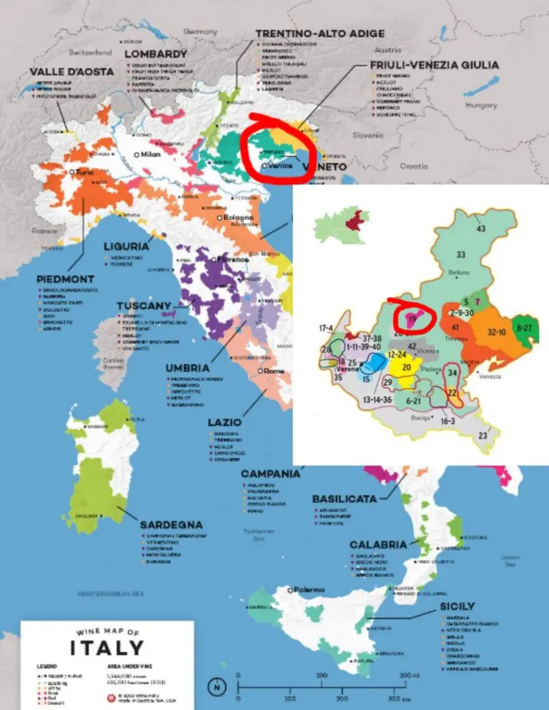 Carte viticole: Italie, Vénétie et Breganze DOC