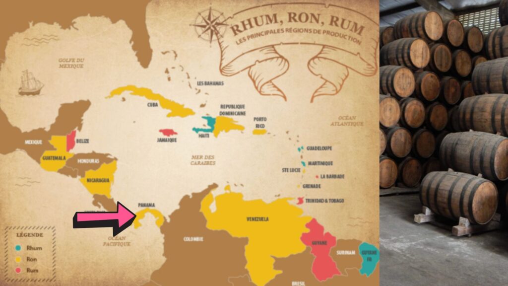 Carte de production du rhum - Panama