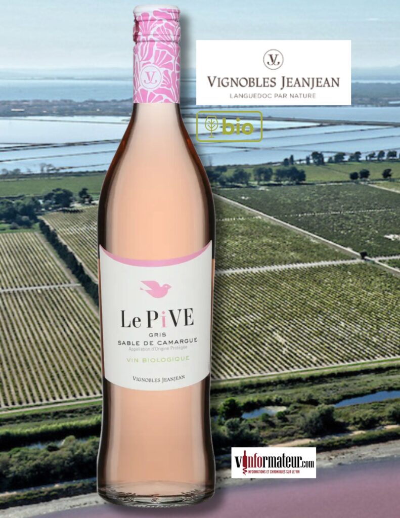 Le Pive Gris, Sable de Camargue AOP, Maison JeanJean, vin rosé bio, 2024 bouteille