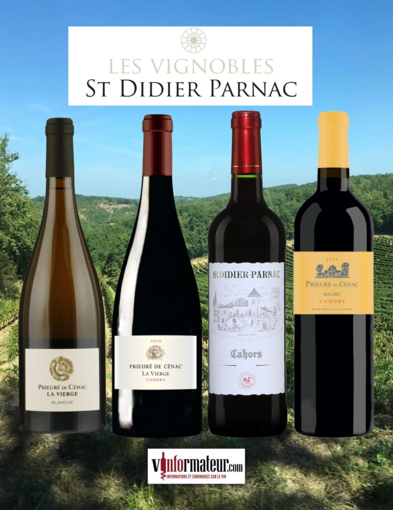Dégustation des vins des Vignobles Saint-Didier Parnac , Cahors bouteilles