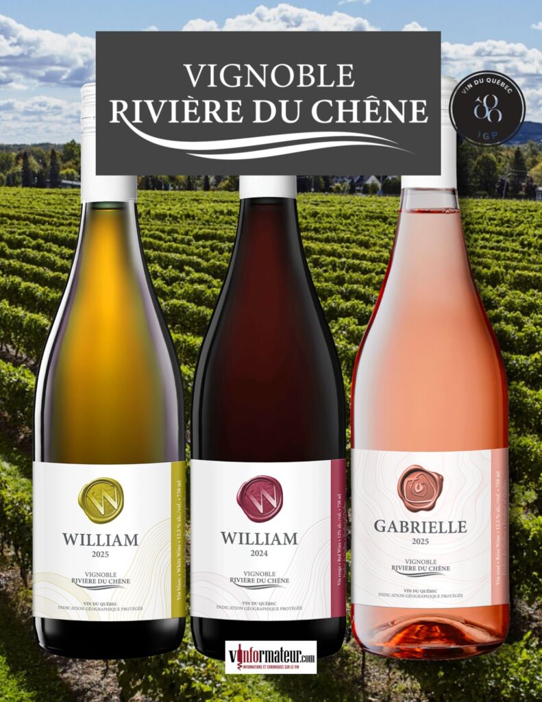 Vignoble Rivière du Chêne - vins gamme Famille: William et Gabrielle bouteilles