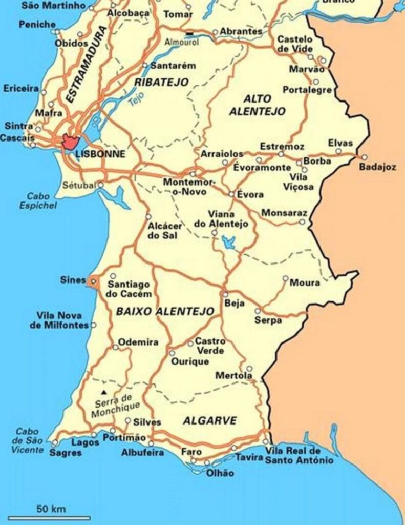 Carte Alentejo - Portugal