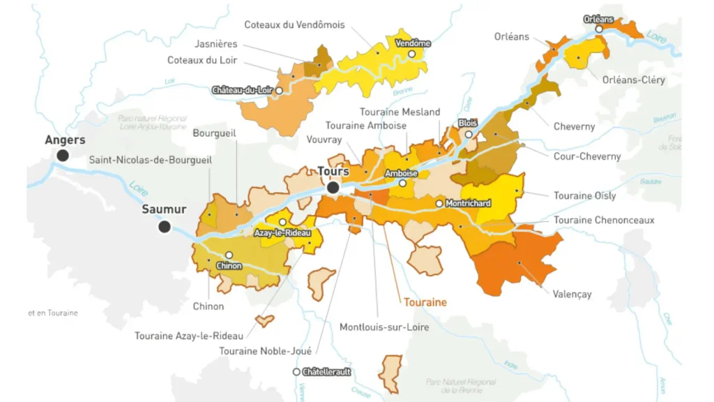 Carte viticole Val de Loire - Touraine