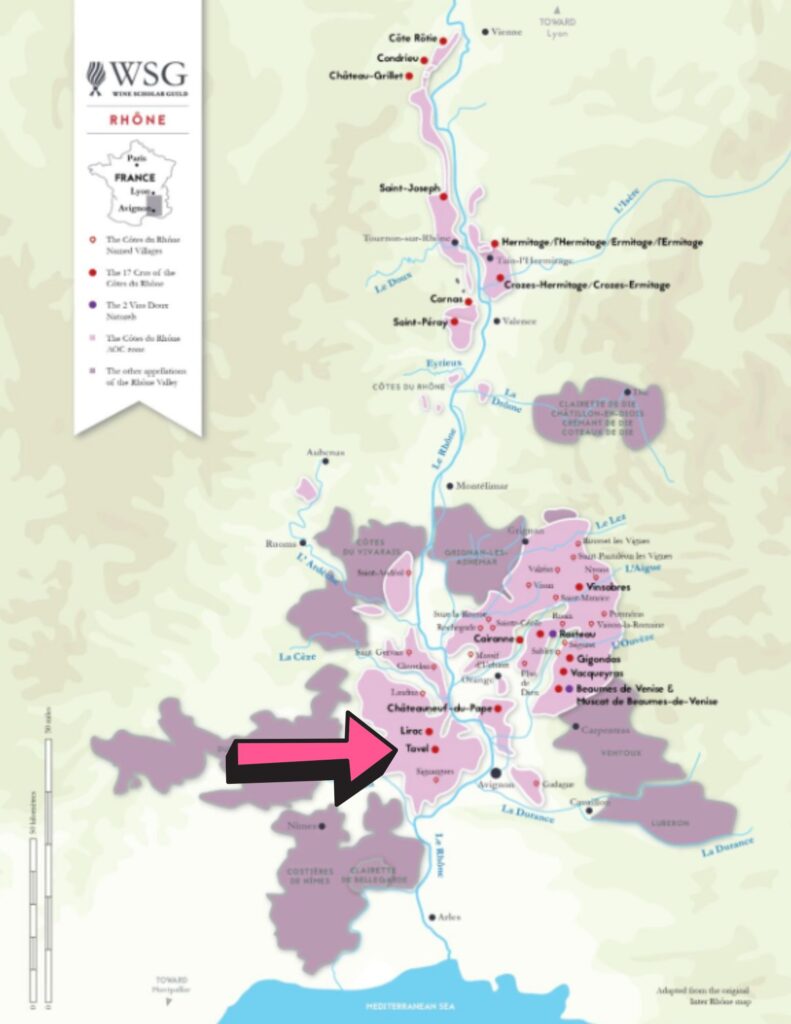 Carte viticole Tavel AOC