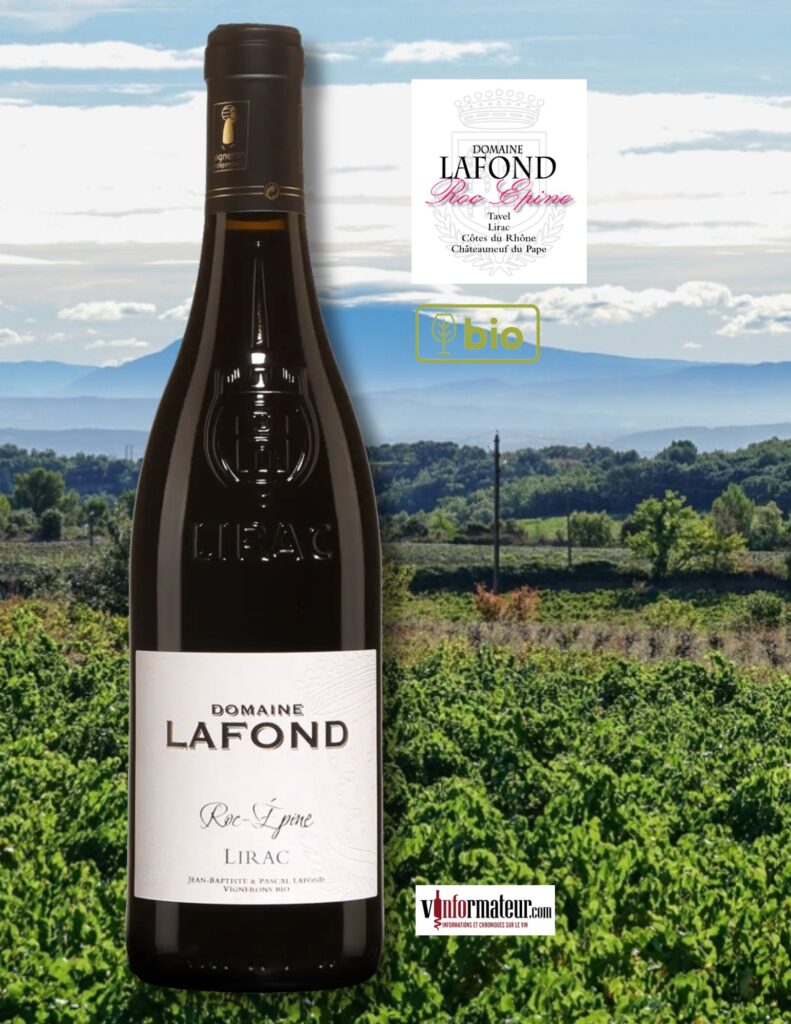 Domaine Lafond, Roc-Épine, France, Vallée du Rhône, Lirac, vin rouge bio, 2023 bouteille