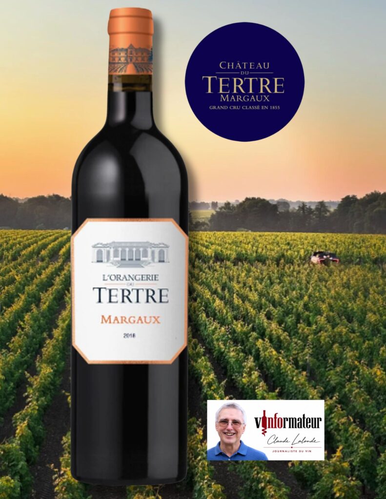 L’Orangerie du Tertre, Château du Tertre, Bordeaux, Margaux AOC, vin rouge, 2018 bouteille