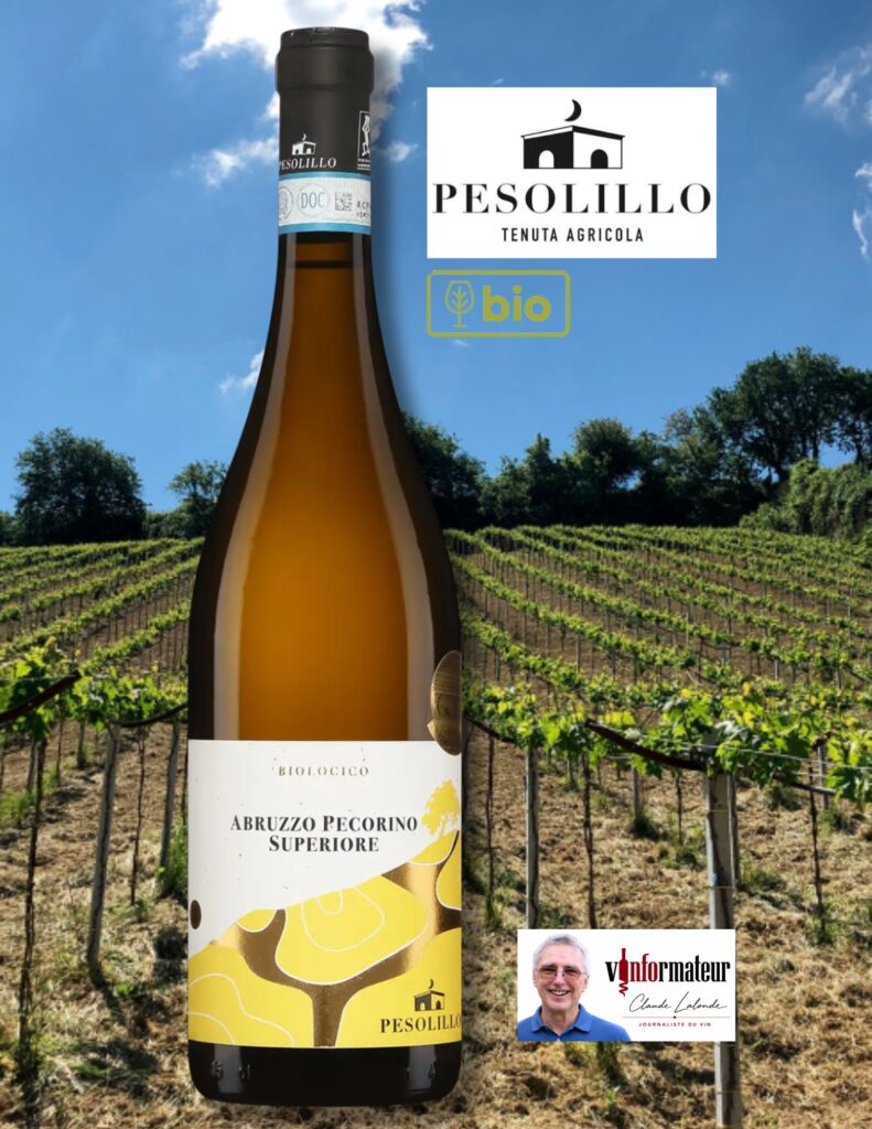 Pecorino, Italie, Abruzzes, Abruzzo Pecorino Superiore DOC, Pesolillo, vin blanc bio, 2025 bouteille