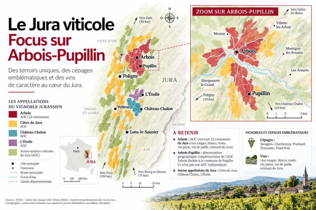 Carte viticole Jura - Arbois-Pupillin