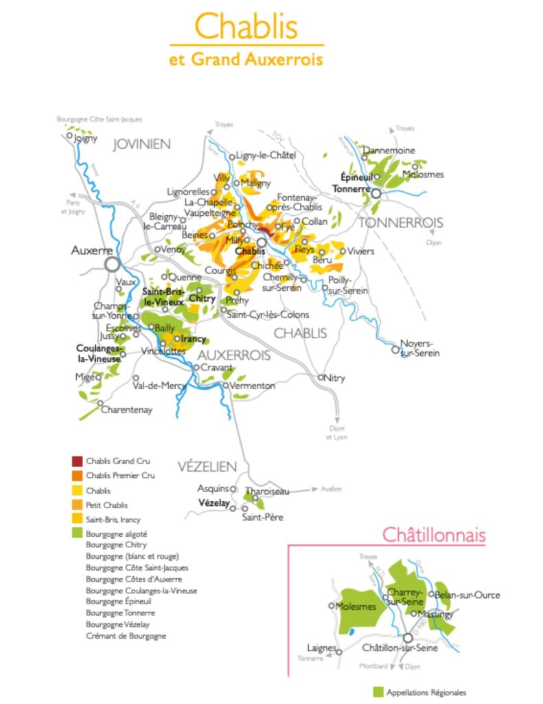 Carte viticole Chablis et Auxerrois