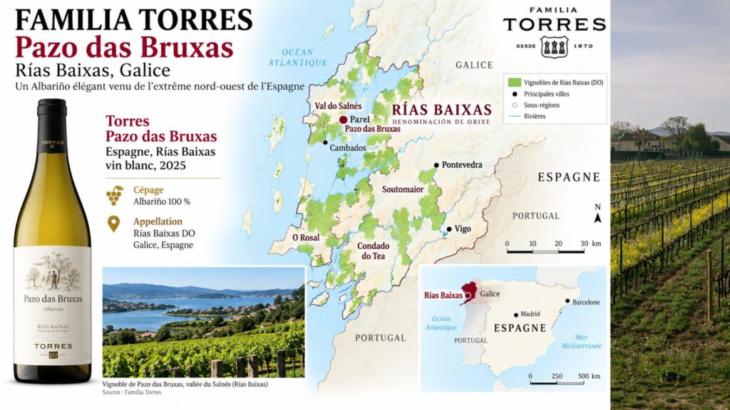 Carte viticole Rias Baixas bouteille