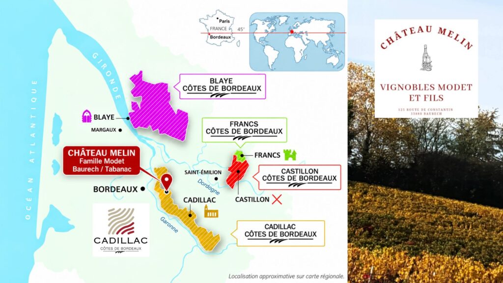 Carte viticole Côtes de Bordeaux