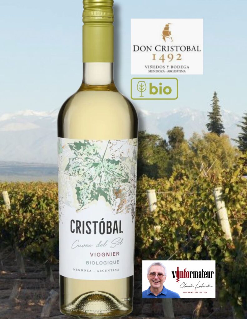 Cristobal, Cuvée del Sol, Viognier, Argentine, Mendoza, Lujan de Cuyo, vin blanc bio, 2024 bouteille