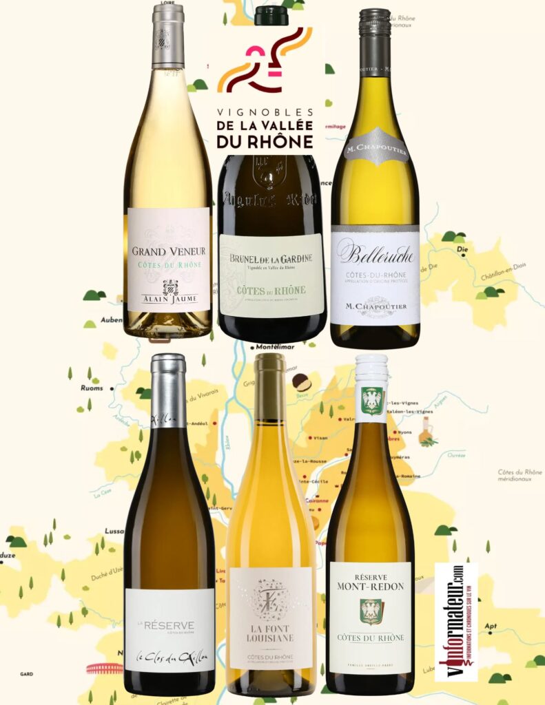 Vins blancs Côtes-du-Rhône bouteilles