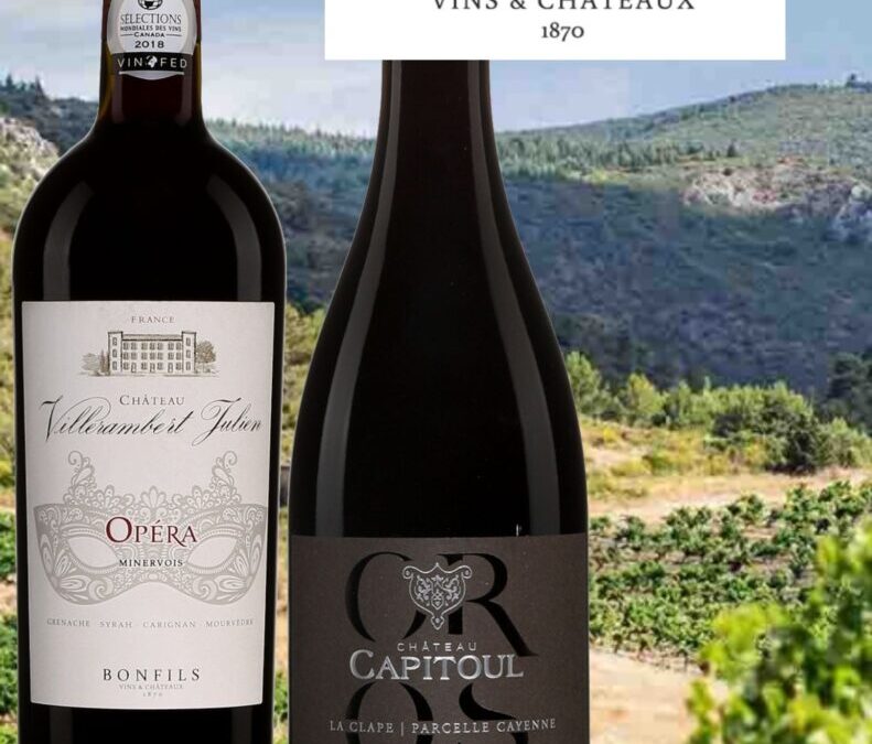Des vins gorgés de soleil des appellations La Clape et Minervois.