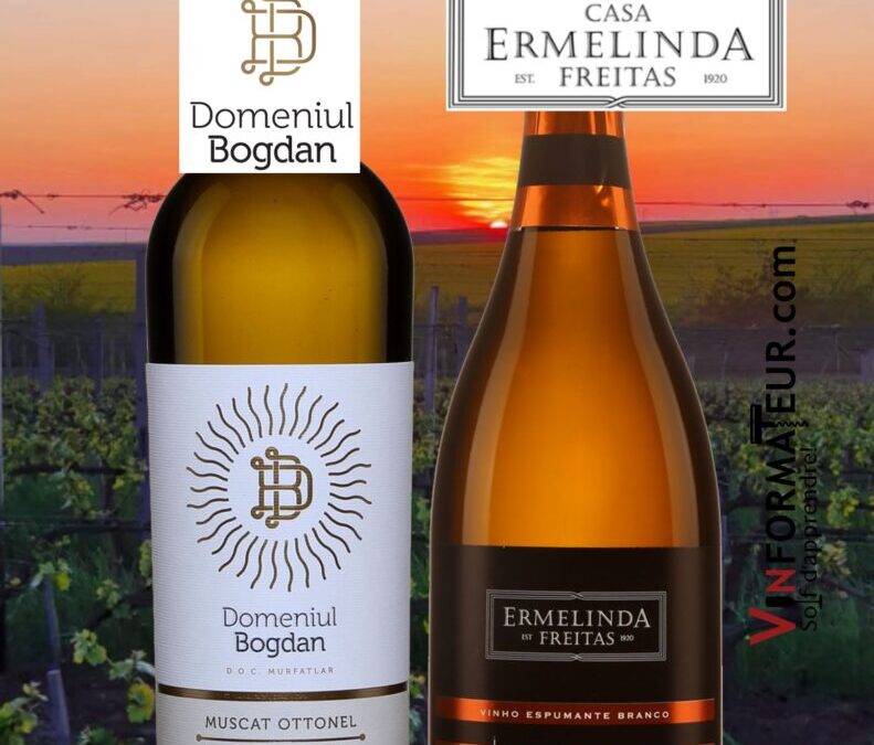 Un vin blanc de Roumanie des plus goûteux et un mousseux du Portugal de la Casa Ermelinda.