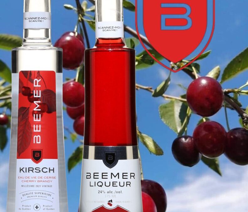 Nouveau!! Une liqueur et un Kirsch (eau de vie) à base de cerises boréales du Lac St-Jean de marque Beemer!!